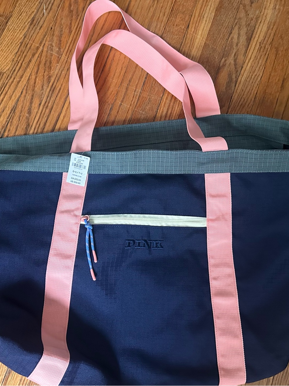 PINK Victoria's Secret Navy and Pink Canvas Tote Bag